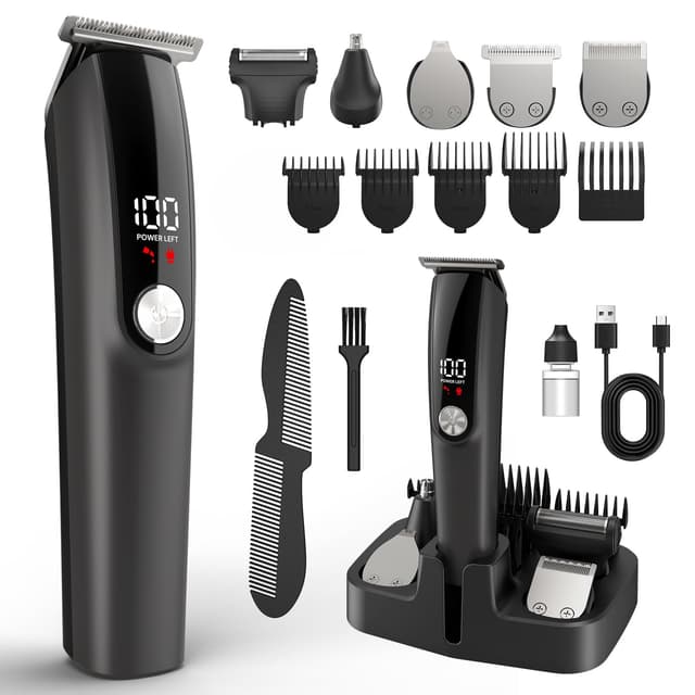 Ynasen Beard Trimmer for Men Hair Clippers - 6 in 1 Professional Grooming Kit Cordless Hair Clipper Trimmers Set Waterproof,Electric Shaver Razor for Face Nose Body Mustache