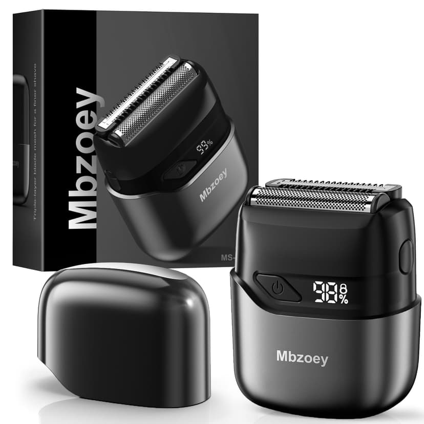 Mbzoey Electric Foil Shavers for Men: Mini Electric Razor for Face - IPX7 Waterproof Cordless Razor with LED Display & Fast Charge - Micro-Comb Technology & Precision Blades