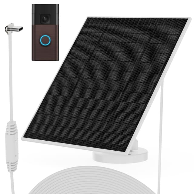 Solar Panel for Ring Doorbell (2024), 6W Ring doorbell Solar Charger for Battery Doorbells, Ultral-Thin Type-C Charging Port Solar Panel with 13.1Ft Charging Cable
