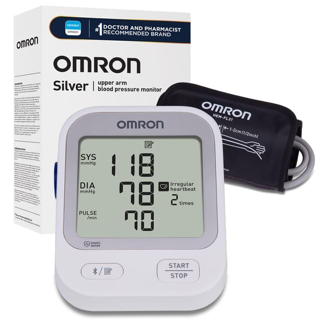 OMRON Silver Blood Pressure Monitor for Home Use & Upper Arm Blood Pressure Cuff - #1 Doctor & Pharmacist Recommended Brand - Clinically Validated - Connect App