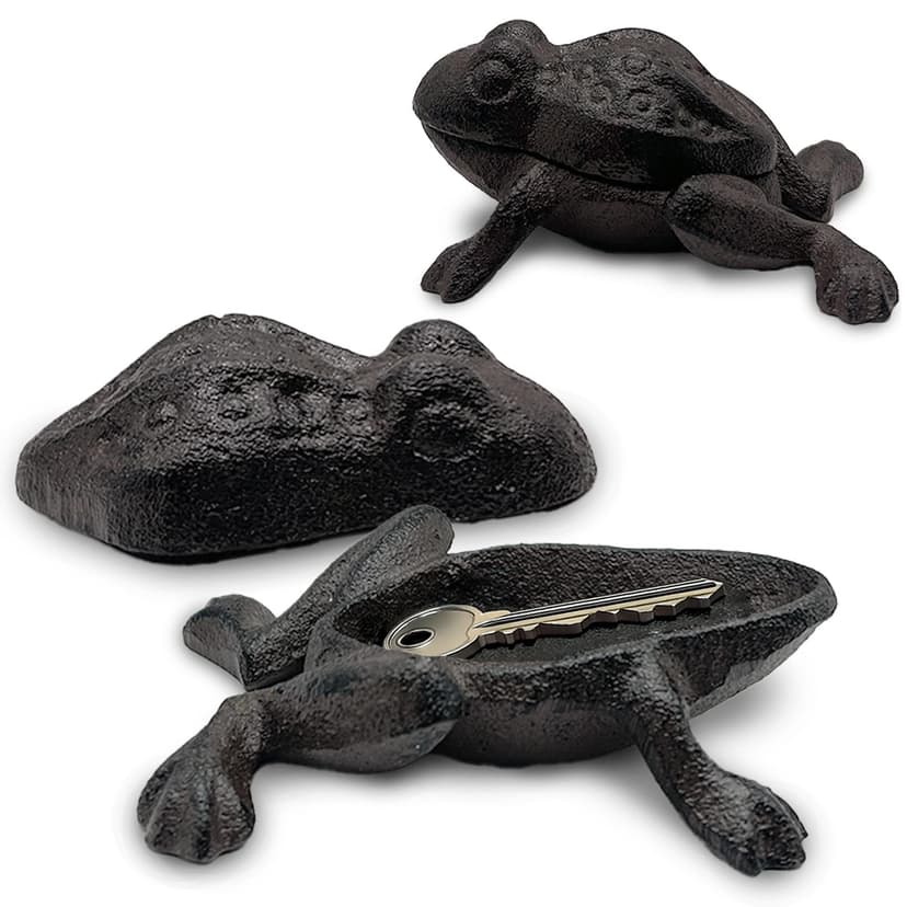 AZ-Homey Cast Iron Frog Key Hider - Outdoor Hidden Key Holder, Decorative Garden Statue, Secret Hiding Spot for Spare Keys, Discreet and Durable Hide-a-Key Solution, Ideal for Home, Yard, and Patio