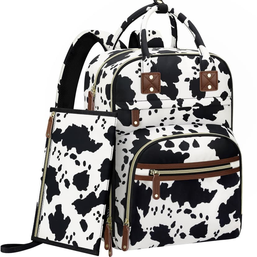 Tenot Diaper Bag Backpack for Women with Changing Pad, Baby Bag with Insulated Pockets Multifunctional Diaper Bags For Baby Girl Boy Waterproof Baby Bags For Boys Girls Maternity Bag Cow Print
