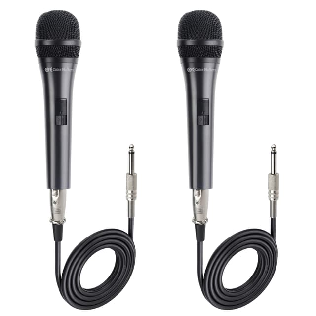 Cable Matters 2-Pack Cardioid Dynamic Vocal Microphones with 15 ft Cable, 6.35mm Wired Microphone for Singing/Singing Machine Karaoke Microphone