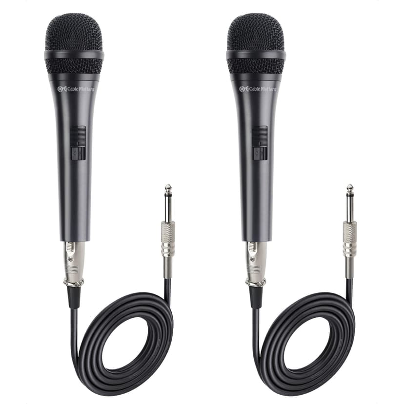 Cable Matters 2-Pack Cardioid Dynamic Vocal Microphones with 15 ft Cable, 6.35mm Wired Microphone for Singing/Singing Machine Karaoke Microphone