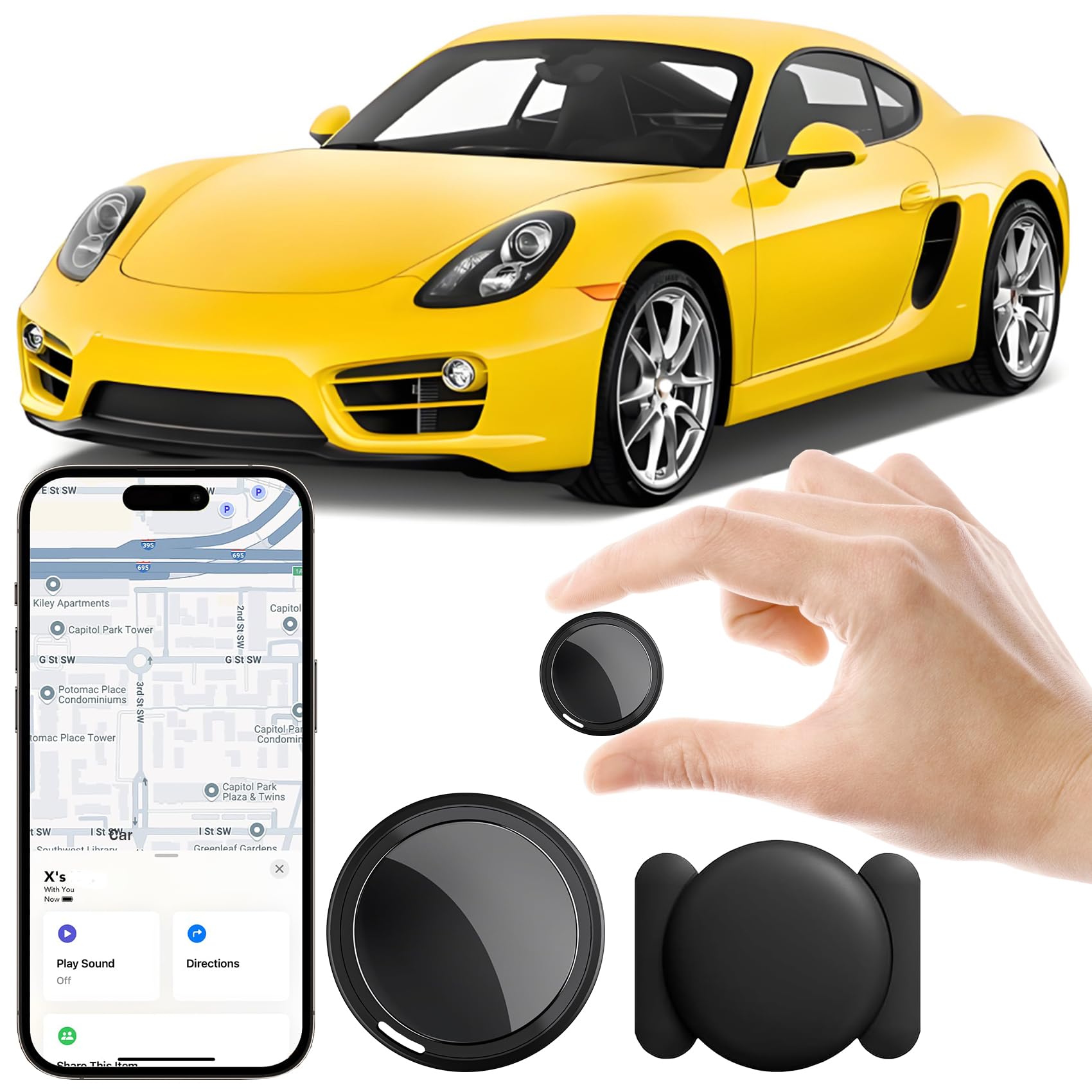 Mini GPS Tracker for Vehicles, Car Tracker Device Hidden for Vehicles, Car GPS Tracking Device for Vehicles,Hidden Tracking Device Real-Time No Subscription No Monthly Fee for Car,Trucks,Motorcycles