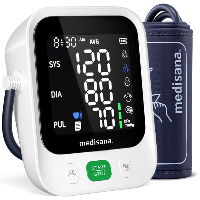 Blood Pressure Monitor with 2x199 Sets Memory, Medisana Automatic Upper Arm Blood Pressure Monitor for Home Use, 4.5" Color LED Backlit Display, Adjustable Large Cuff, Home Hypertension Detector