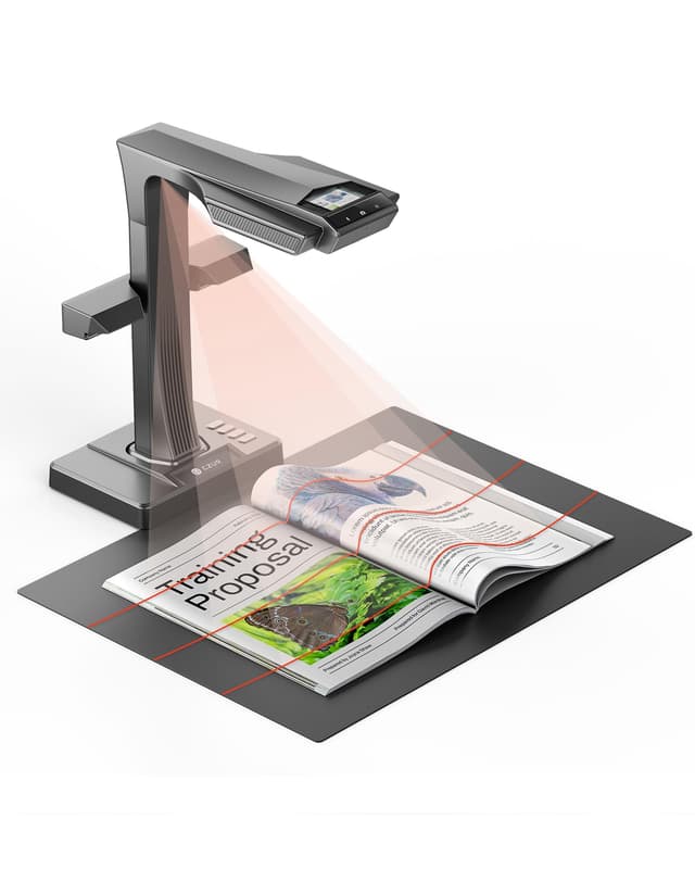 CZUR ET MAX Book Scanner, 38MP High-Resolution Overhead Document Scanner with Curve-Flattening, Auto Page Detection, OCR, HDMI Output, Compatible with Windows/Mac/Linux