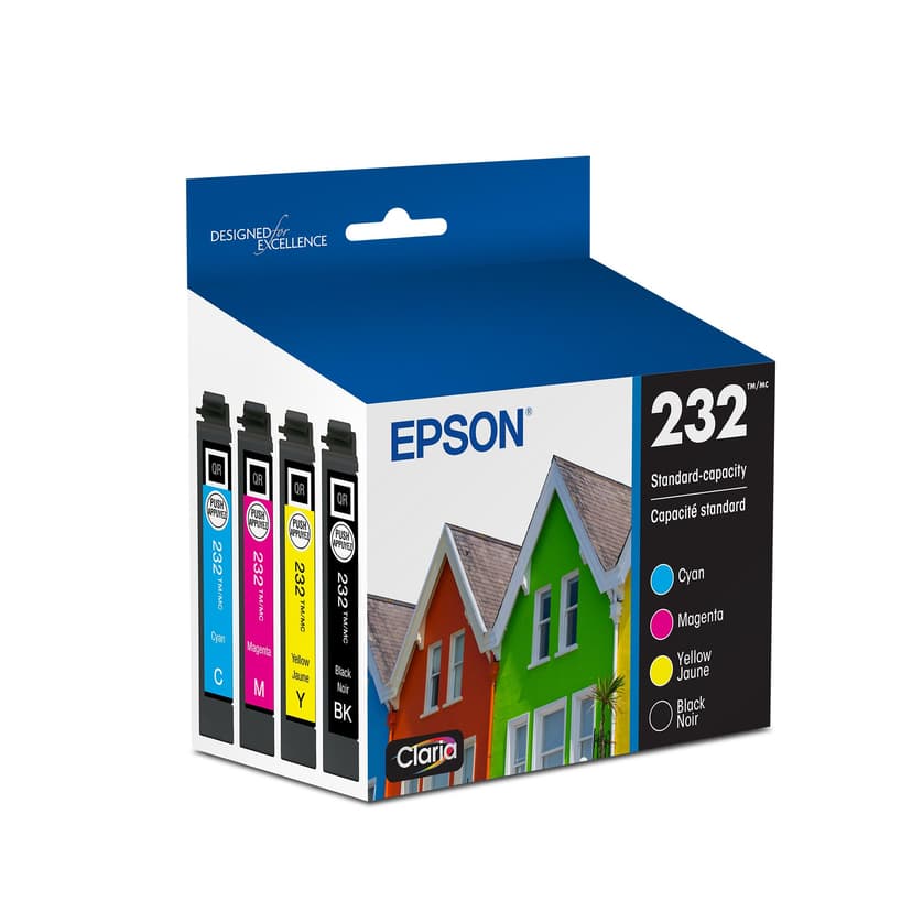 EPSON 232 Claria Ink Standard Capacity Black & Color Cartridge Combo Pack (T232120-BCS) Works with WorkForce WF-2930, 2950 and Expression XP-4200, 4205