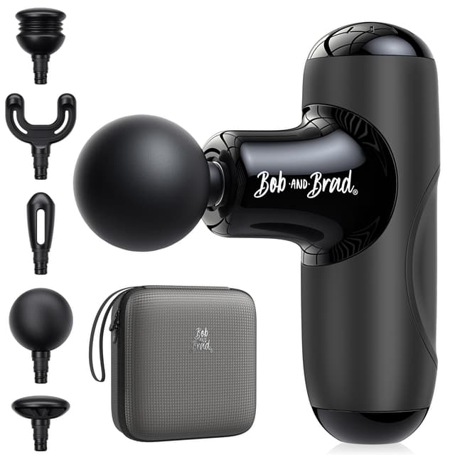 BOB AND BRAD Q2 Mini Massage Gun, Pocket-Sized Deep Tissue Massager Gun, Portable Percussion Muscle Massager Gun, Ultra Small & Quiet Muscle Massage Gun for Muscle Recovery with Carry Case