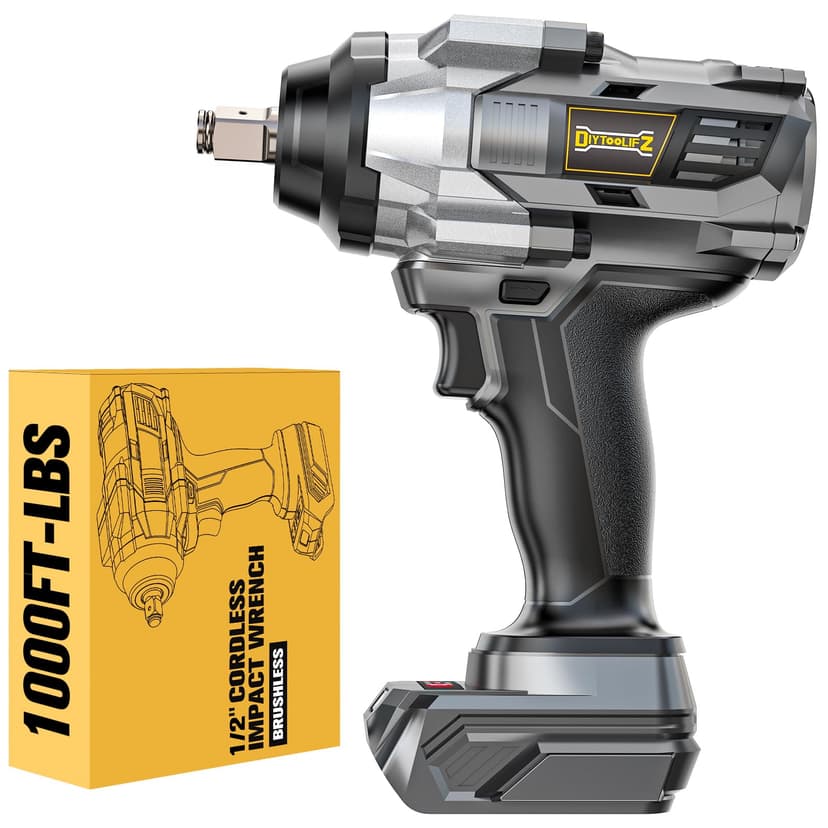 DIYtoolifz Cordless Impact Wrench 1/2 inch Compatible with DeWalt 20v Battery, 1000Ft-lbs(1360N.m) High Torque Impact Driver with 4-Modes, LED Light, Electric Impact Gun for Car/Truck/Mower(Bare Tool)