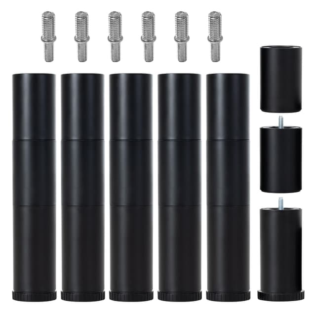Skuehod 12 Inch Bed Legs Replacement for Adjustable Bed Base Frame, 3 in 1 Screw in Legs, 4 Kinds Threads Contained, Set of 6