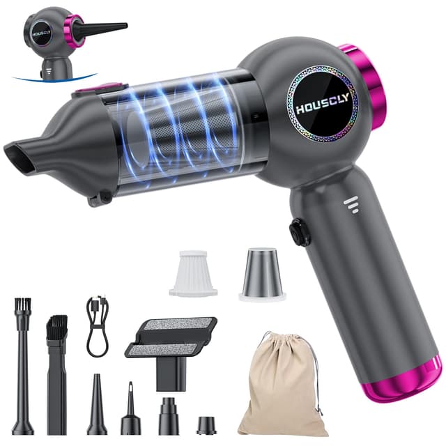 houscly Handheld Car Vacuum Portable Cordless 25000Pa High Power Small Mini Hand Vacuum Rechargeable 4-in-1 Wireless Handheld Vac for Car Office Desktop Home Cleaning Ideal Gifts for Men & Women