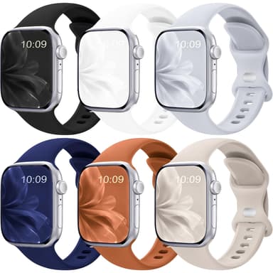 6 Pack Sport Band Compatible with Apple Watch Bands for Women Men, 38mm 40mm 41mm 42mm 44mm 45mm 46mm 49mm, Silicone Strap iWatch Band for Series 11 10 9 Ultra 8 7 6 5 4 SE 3 2 1
