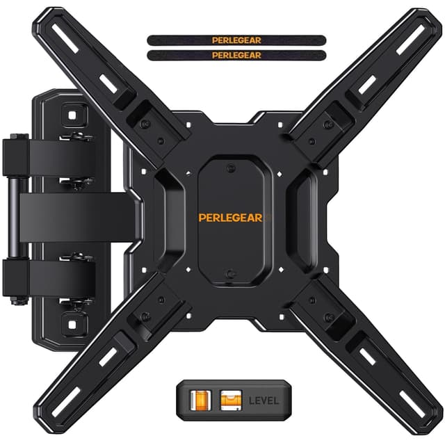 Perlegear Full Motion TV Mount for Most 26–65 inch Flat or Curved TVs up to 82 lbs, Wall Mount TV Bracket with Articulating Arms, Tool-Free Tilt, Swivel, Extension, Max VESA 400x400mm, PGMF3