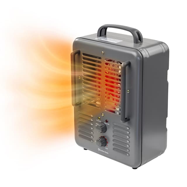 Comfort Zone Utility Space Heater, 1500W Electric Garage Heater with Adjustable Thermostat, Fan/Low/High Heat Settings, Tip-Over & Overheat Protection, Milkhouse Style, ETL Listed