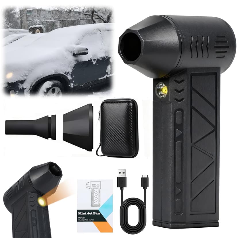 MeiAid Snow Whiz 2026 Upgrade LED Turbo Snow Blower, 3 Gear Electric Air Blower for Car, Home, Keyboard