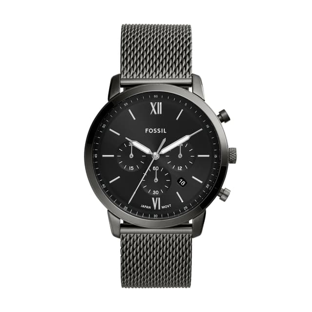 Fossil Men's Watch, Neutra Quartz Stainless Steel Chronograph Mesh Watch for Men, Color: Smoke