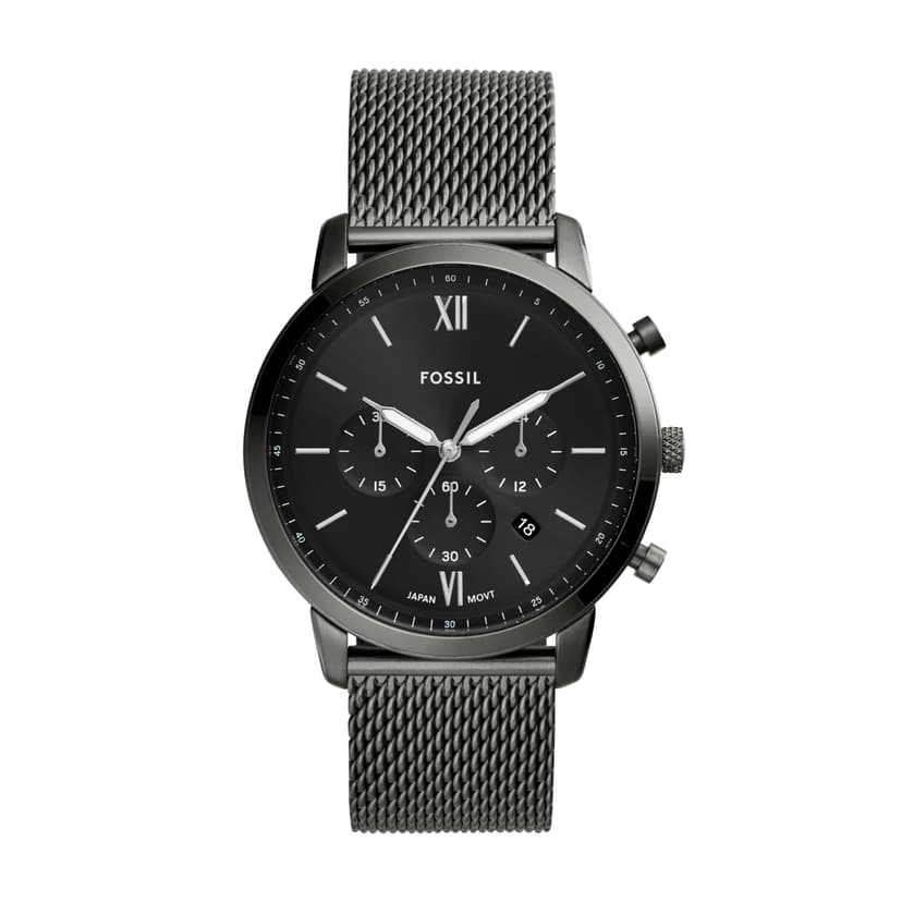 Fossil Men's Watch, Neutra Quartz Stainless Steel Chronograph Mesh Watch for Men, Color: Smoke