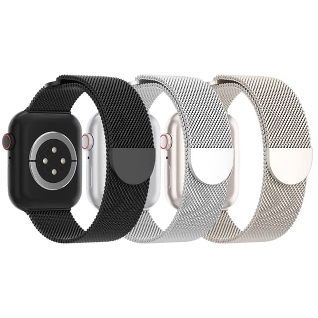 STEEZRD 3 Pack Mesh Metal Apple Watch Bands, 38mm-45mm, Stainless Steel Magnetic Loop Band Replacement for Ultra 2 iWatch Series 9/8/SE/7/6/5/4/3/2/1