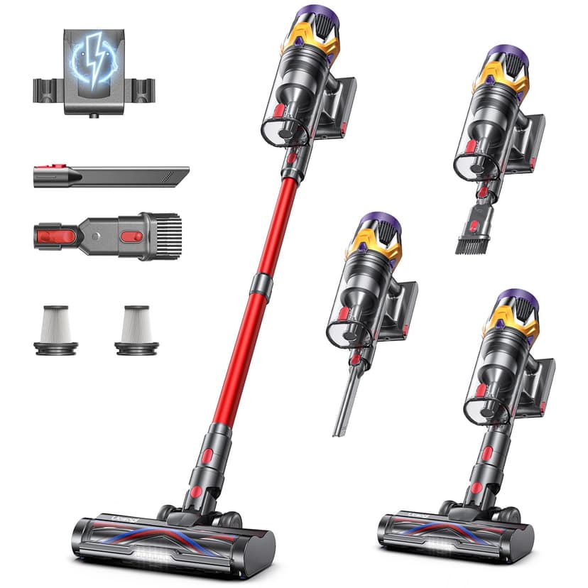 Cordless Vacuum Cleaner, Upgraded 55KPA 650W 70Mins Stick Vacuum with Hurricane Mode, Self-Standing, Touch Screen, 1.8L Dust Cup, Anti-tangle Wireless Vacumm, Vacuum Cleaners for Home/Pet Hair/Carpets