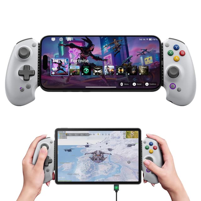 abxylute S9 Full-Size Gaming Phone Controller for iPhone 15/16/17, iPad Mini 6/7 Android Tablet Bluetooth TypeC Mobile Gamepad Free Button Mapping Genshin Impact, Hall Effect Joystick