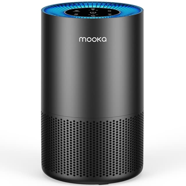 Air Purifiers for Home Large Room Pets Up to 1300 Sq Ft, MOOKA H13 True HEPA Air Purifier Cleaner with 360° Air Inlet, Fragrance, 13dB Air Purifier for Bedroom Wildfire Smoke Pet Dust Pollen (Black)