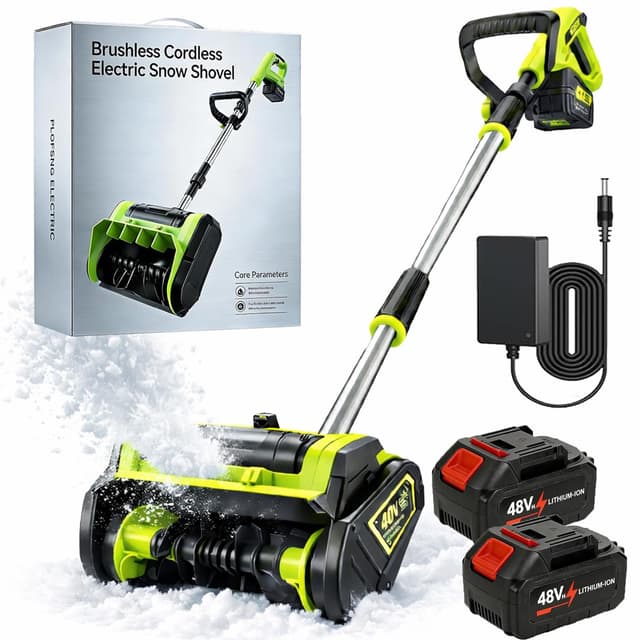 40V Cordless Brushless Snow Shovel, 13-Inch Electric Snow Blower with 2X 4.0Ah Batteries & Charger, Battery-Powered Snow Removal with 26FT Throw Distance, Clears 300 lbs/Min (with 2 Batteries)
