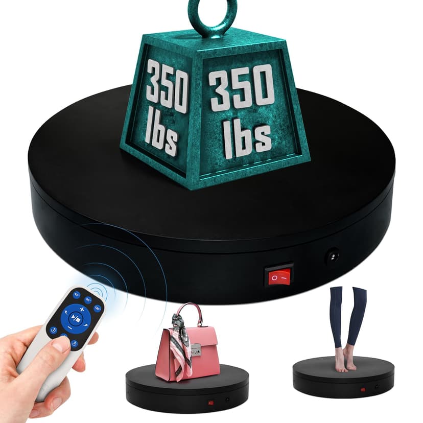 ComXim 12.6Inch/350lbs Capacity Electric Motorized Turntable,Remote Rotating Display Stand ,Large Rotating Platform,Photography Turntable,Heavy Duty Display Turntables for Photography,3D Scanner,Exhibition