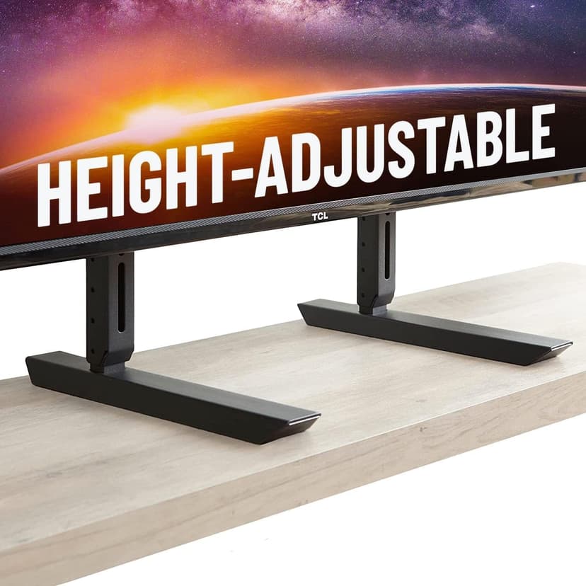 ECHOGEAR Universal TV Stand - Fits 49” to 77” TVs up to 100lbs - Adjustable Height & Wobble-Free Design - Flat Base Compatible with Soundbars