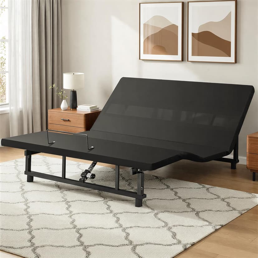 King Adjustable Bed Base Frame with Wireless Remot, Easy Installation, Heavy-Duty Steel Frame, Whisper-Quiet Motor, Head & Foot Lift, Zero Gravity & Anti-Snore Modes Comfort (79" L x 74" W x 12.72" H)
