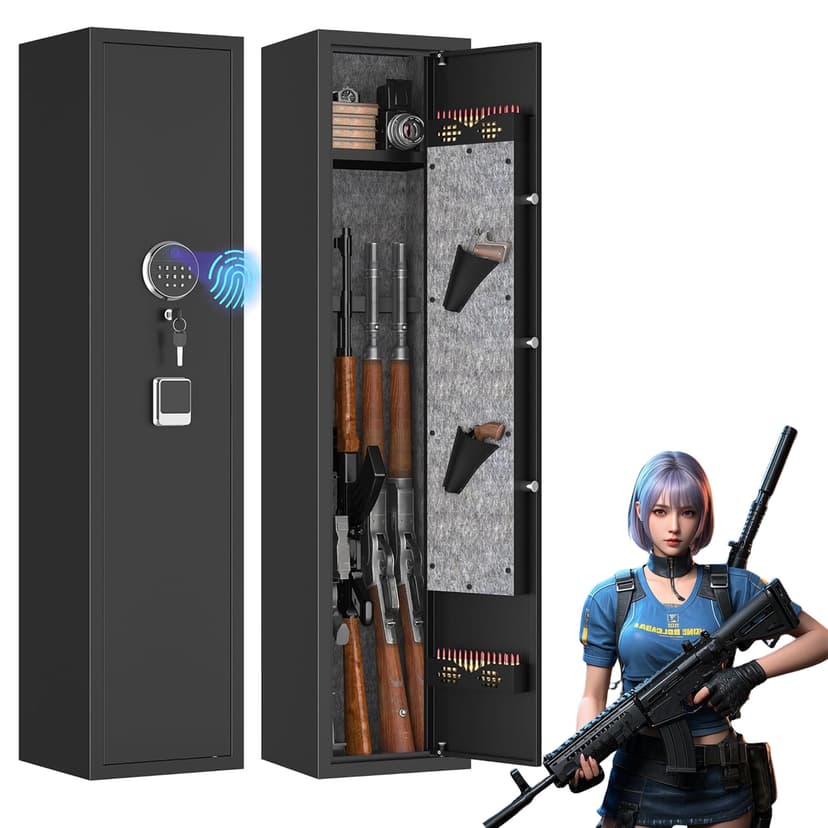 Metallitrend Rifle Gun Safe, Gun safes for Rifles Pistols and Shotguns, Electronic Locking Quick Access Long Gun Cabinet with Removable Storage Shelf/Adjustable Gun Racks/Pockets, No Assembly Required