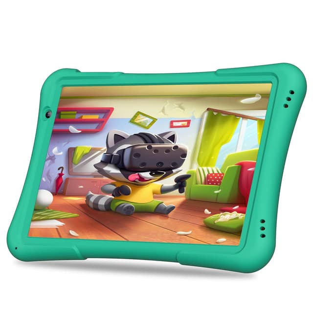 PRITOM 10 inch Kids Tablet Android 14 Tabletas 32GB, Quad-Core, 6000mAh, Large HD IPS Display, WiFi 6, Dual Camera, Bluetooth, Toddler Tablet for Kids Age 3+, Green