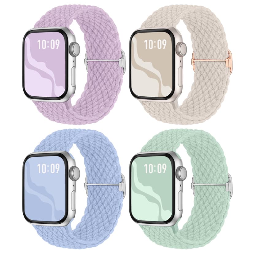 Braided Stretchy Solo Loop Compatible for Apple Watch Band 38mm 40mm 41mm 42mm 44mm 45mm 46mm 49mm for Women Men, Nylon Elastic Straps Wristbands for iWatch Series 11/10 9 8 7 6 5 4 3 SE/Ultra 3 2 1