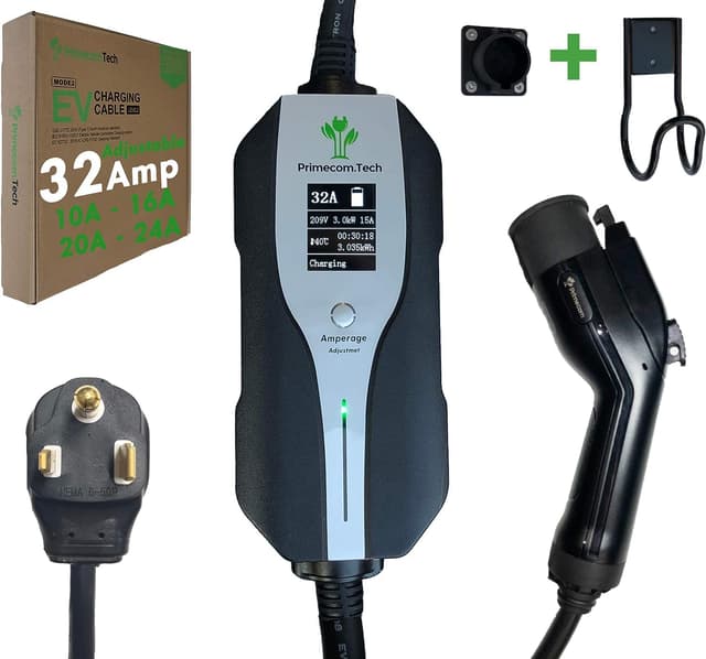 30 Feet Level 2 Primecom Electric Vehicle (EV) Charger (220/240V, 32Amp/40Amp) 32 and 40 Amp 6-50P. 10-50P & 14-50P (6-50P, 32 Amp) for Tesla