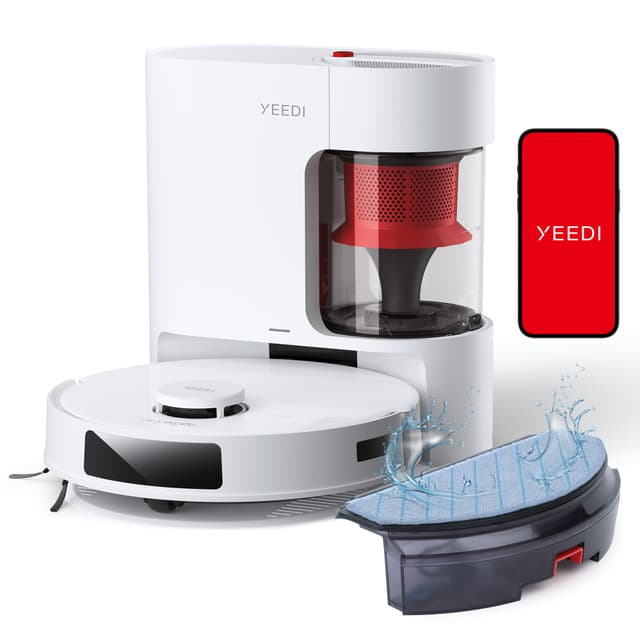 Yeedi C12 Plus Robot Vacuum & Mop, 8000Pa Powerful Suction, 7-Week Bagless Bin, PureCyclone & ZeroTangle Brush, Smart App Control, Auto-Charging, White