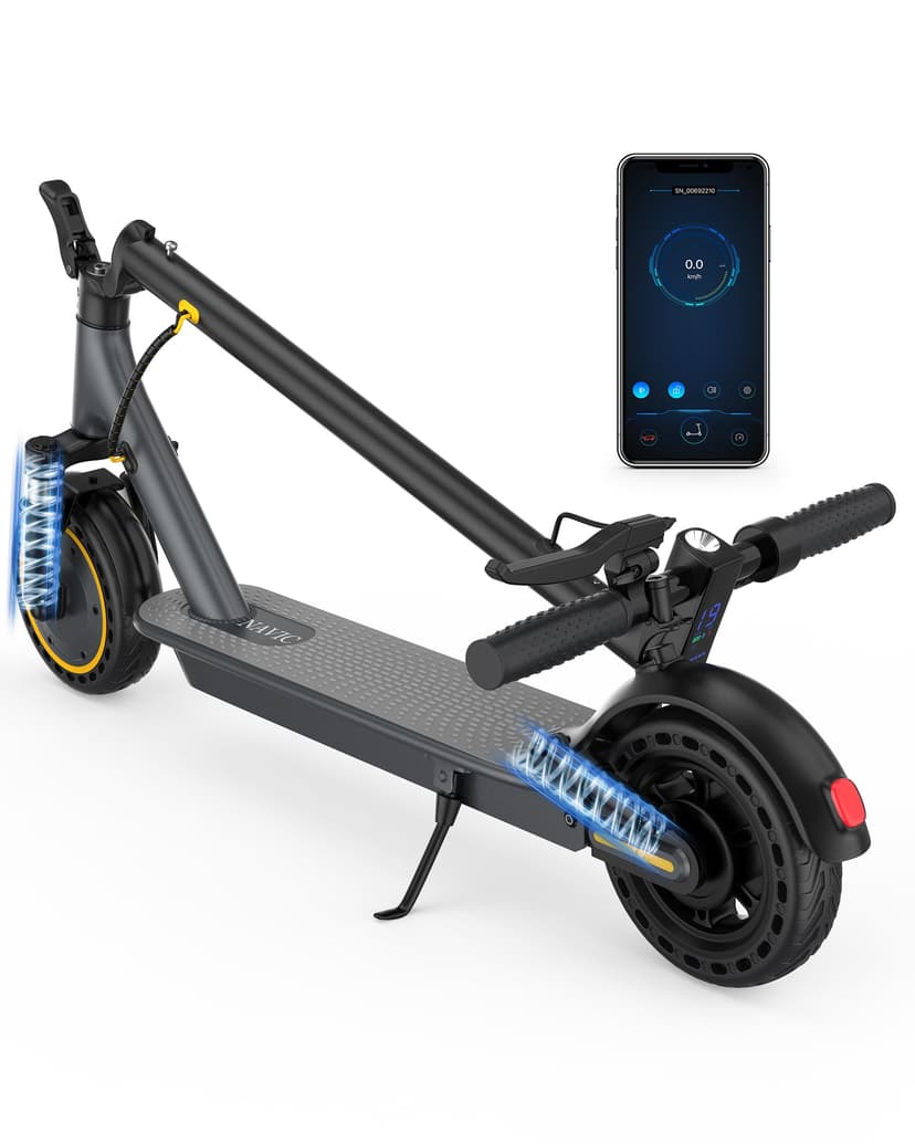 NAVIC Electric Scooter Adults, 8.5" Solid Tires, 19/Mph, 350W Motor, 19 Miles Range, Folding E-Scooter with Dual Braking Dual Suspension, Escooter for Adults with App