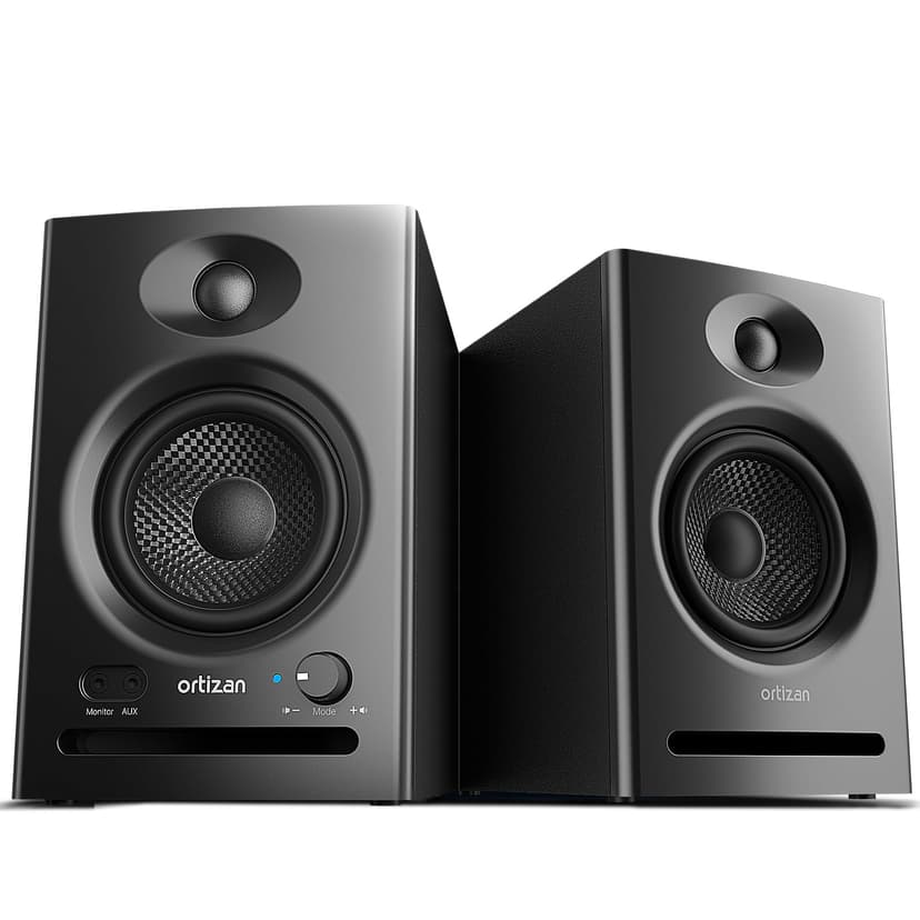 Ortizan C7 Dual-Mode 2.0 Studio Monitors, Active Monitor Speakers for Near Field Music Production, Bluetooth 5.3 Wireless Computer PC Monitor Gaming Bookshelf Speakers(Pair, Black)