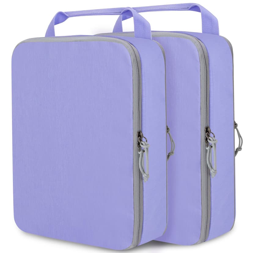 Extra Large Compression Packing Cubes for Travel Essentials, 2 Set Expandable Travel Cubes for Packing Compression Bags Luggage Suitcase Organizer, Purple