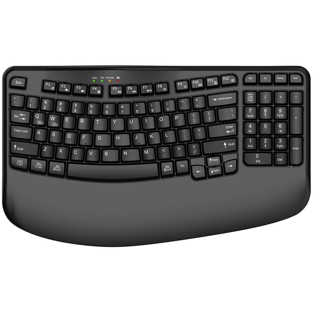 Ergonomic Wireless Keyboard with Wrist Rest, Wave Keys, Comfortable Natural Typing, 2.4GHz Ergo Wireless USB Computer Keyboard for Large Hands, Windows, Mac, Laptop, PC