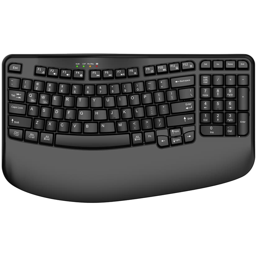 Ergonomic Wireless Keyboard with Wrist Rest, Wave Keys, Comfortable Natural Typing, 2.4GHz Ergo Wireless USB Computer Keyboard for Large Hands, Windows, Mac, Laptop, PC