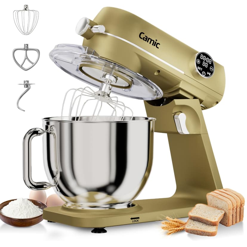 8.45 QT All Metal Stand Mixer,10 Speed Large Capacity Kitchen Mixer with Digital Timer & Tilt-Head, Electric Mixer with Whisk Dough Hook Mixing Beater for Baking,Cakes,Cookie,Bread,Salad (Champagne)