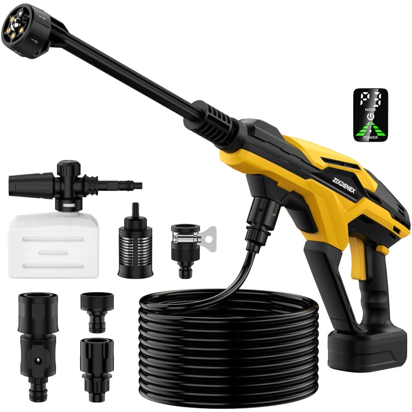 Cordless Pressure Washer for Dewalt 20V Battery, 800 PSI Portable Handheld Power Washer with Brushless Motor, 6-in-1 Nozzle, 3 Level Adjustable for Car Yard Fence Wall Cleaning (Battery Not Included)