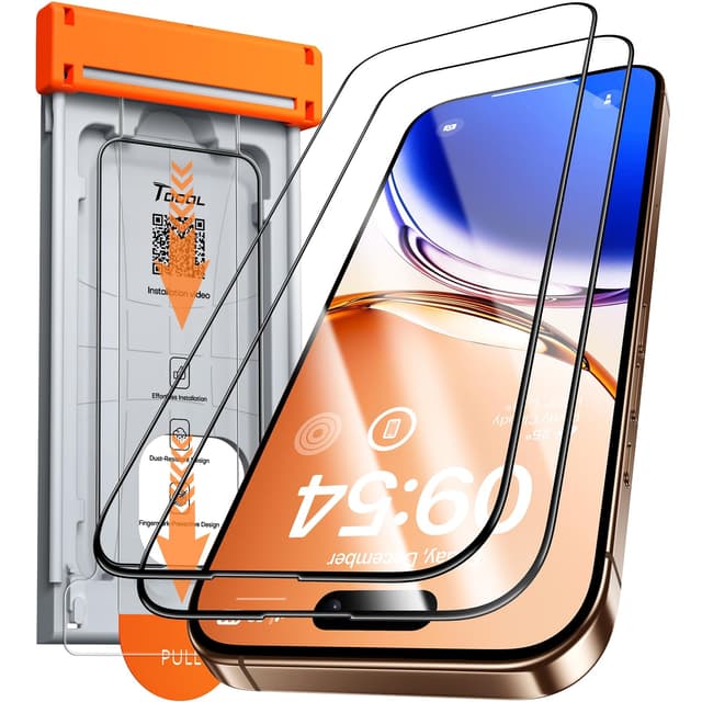 TOCOL for iPhone 16 Pro Max Screen Protector Zero Bubble Auto-Dust Removal 9H+ Hardness Tempered Glass for Full Coverage Easy Installation 6.9-Inch 2 Pack
