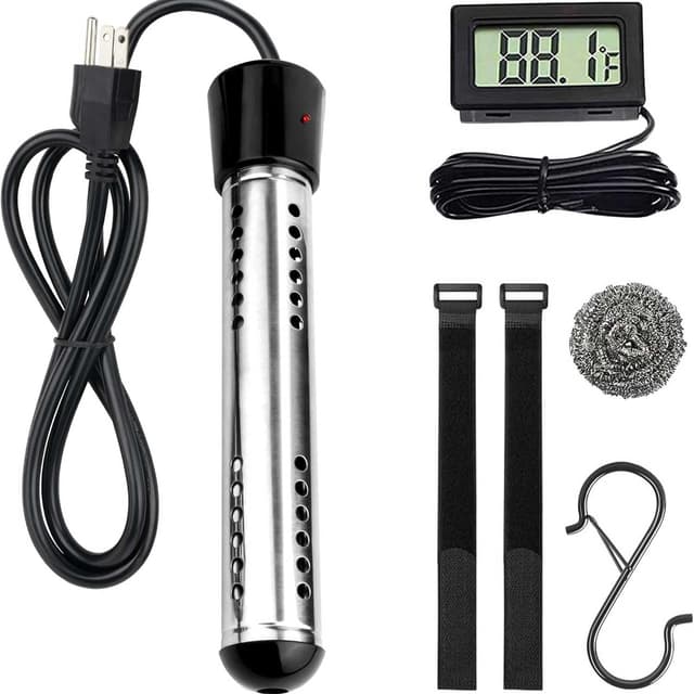 2000W Immersion Water Heater UL Listed,Portable Electric Water Heater with 304 SS Anti-scalding,Updated with Digital Thermometer,S Hook,2 Reusable Straps,Heats up to 5 gallons of Water in Minutes
