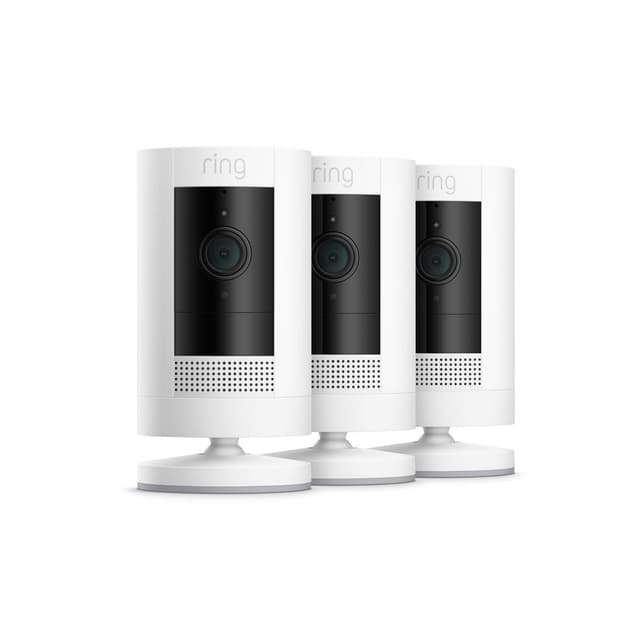 All-new Ring Stick Up Cam Battery HD security camera with two-way talk, Works with Alexa – 3-Pack