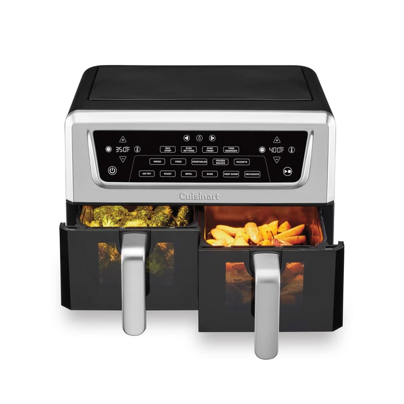 Cuisinart Dual Basket Air Fryer, Two Baskets 11 Qt in Total, 6 Functions: Air Fry, Roast, Bake, Broil, Dehydrate & Keep Warm, Features Sync Finish & Sync Settings, Toss Reminder & Auto-Pause, ADZ-112