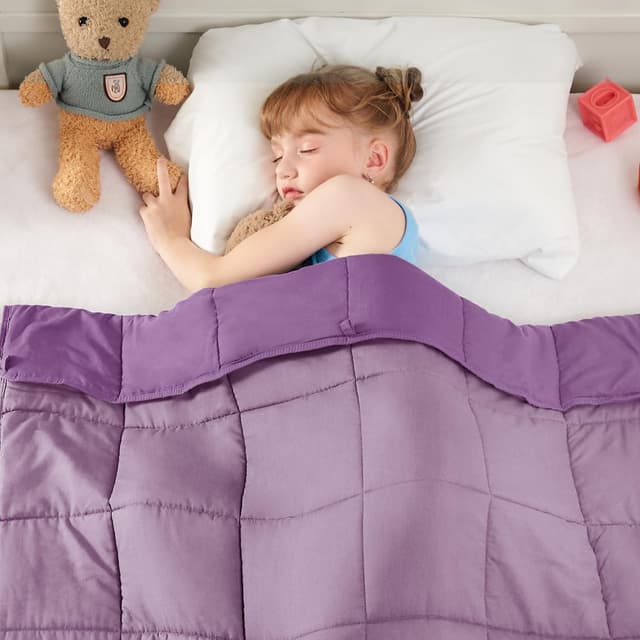 yescool Purple Weighted Blanket 3 Pounds Cooling Weighted Lap Blanket, Heavy Blanket for Sleeping, Weighted Throw Blanket Gift for 20-40lbs, 36"x48"