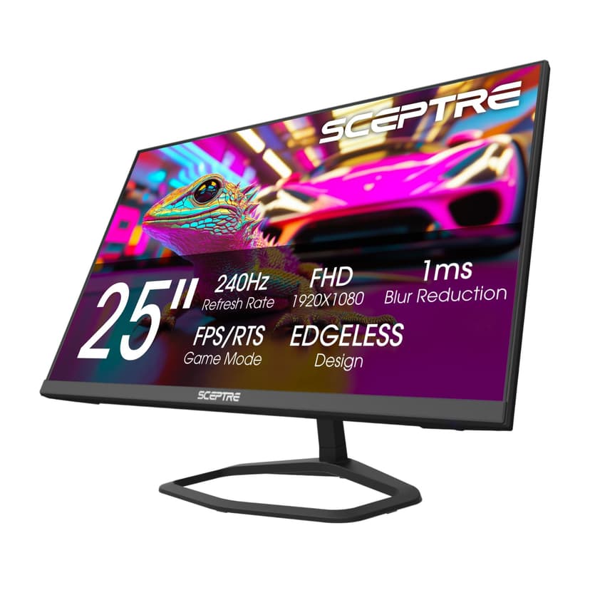 New! Sceptre 24.5-inch Gaming Monitor 240Hz 1ms DisplayPort x2 HDMI x2 100% sRGB AMD FreeSync Premium Build-in Speakers, Machine Black 2026 (E255B-FWD240 Series)