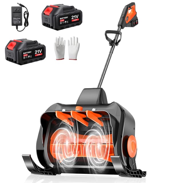 16" Cordless Snow Shovel, 3000mAh Battery Snow Blower, Lightweight Power Snow Thrower for Driveways & Sidewalks, Winter Snow Removal with Charger & 2 * 21V Batteries