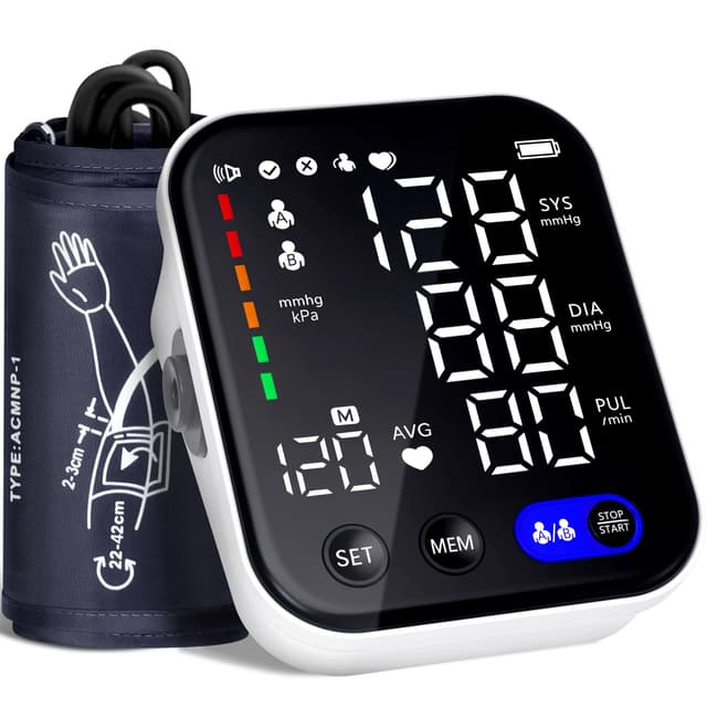 Blood Pressure Monitor, Upper Arm Blood Pressure Monitors for Home Use, Adjustable 8.7"-16.5" Blood Pressure Cuff, 2-User 2X120 Memory, One Touch Operation, Accurate BP Machine